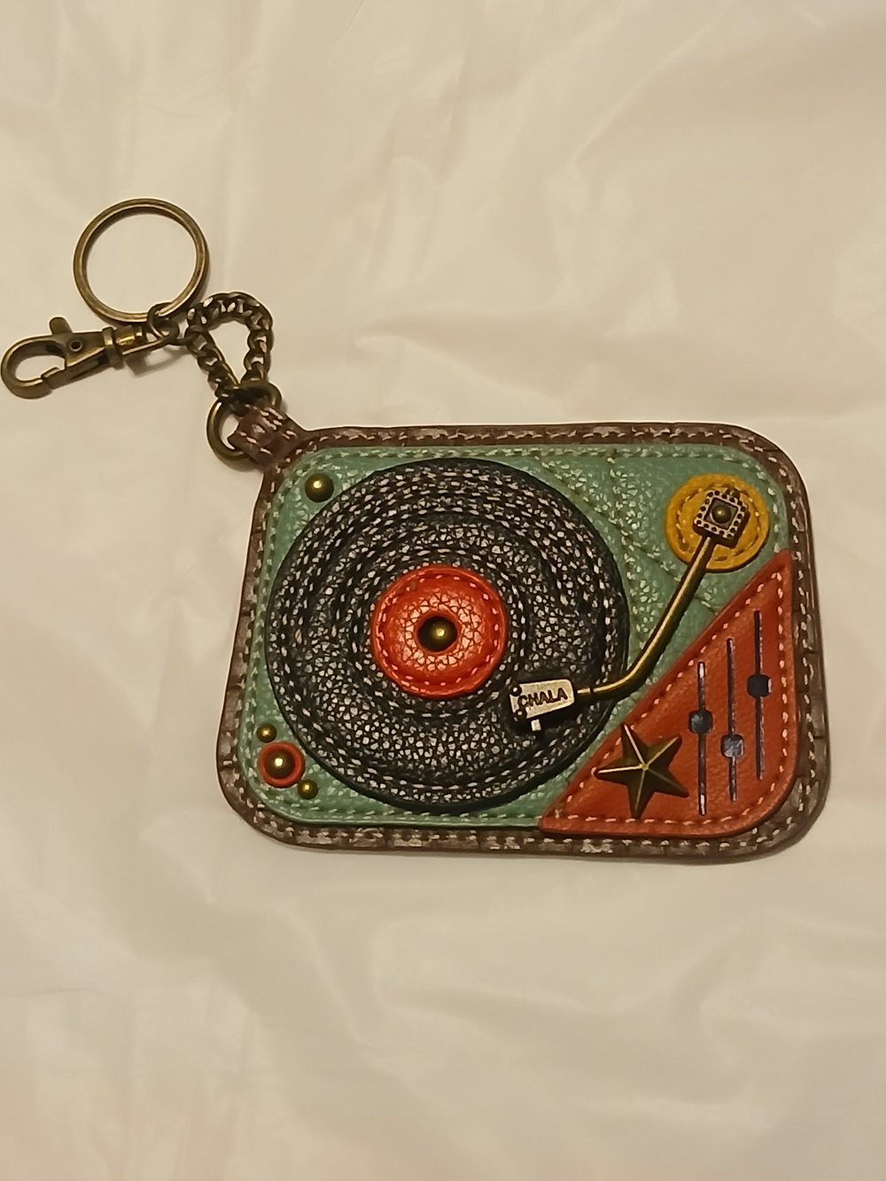 Vegan Leather Turntable Keychain Wallet - Multicolor